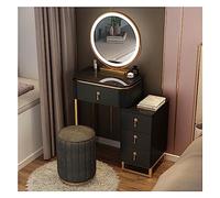 HIFRQVVC Cassettiere e mobili da trucco, Set da trucco for donna con specchio, cassetto, sgabello tavolo, multicolor, dimensioni multiple(D,50cm)