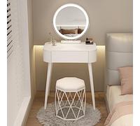 HIFRQVVC Cassettiere e mobili da trucco, Tavolo da toeletta bianco con luce e sgabello, diverse dimensioni(Mesa Y Taburete,60cm/23.6in)