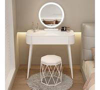 HIFRQVVC Cassettiere e mobili da trucco, Tavolo da toeletta bianco con luce e sgabello, diverse dimensioni(Mesa Y Taburete,80cm/31.5in)