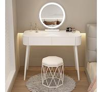 HIFRQVVC Cassettiere e mobili da trucco, Tavolo da toeletta bianco con luce e sgabello, diverse dimensioni(Mesa Y Taburete,100cm/39.3in)