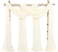 HIFRQVVC Decorazioni per Matrimoni con Tende, Tende ad Arco in Chiffon Trasparente Multicolor 70x300-1000 cm Drappeggio sullo Sfondo del Matrimonio(Cream,70x500cm)