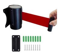 HIFRQVVC Nastro barriera Coda Retrattile a Muro， Supporto da Parete 2M/3M/5M/10M Robusto Involucro Nero con Cintura di Sicurezza Rossa in Qualsiasi Condizione atmosferica(5M/16.4FT)