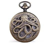 HIFRQVVC Orologio da Tasca al Quarzo Vintage in Metallo, Orologio con Ciondolo Nero Vintage al Quarzo for la Festa del papà con Collana a Catena Regalo for Bambini Uomini Donne
