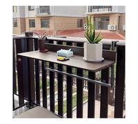 HIFRQVVC Tavolino da appendere alla ringhiera del balcone, Outdoor Balcony Railing Hanging Table Aluminum Frame Easy To Install Brown Multiple Sizes(L80*w37cm/L31.5*W14.6IN)