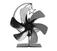 HIFRQVVC Ventilatori per stufe a legna, Ventola for stufa alimentata a calore 6 pale modello mezzaluna multicolore for da campo con bruciatore a legna(Black)