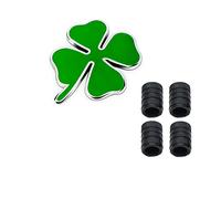 HIGGER 1 pz 3D metallo fortunato trifoglio logo distintivo autoadesivo emblema adesivo + 4 pezzi stile zigrinato con tappi valvola di plastica nucleo per universale car styling accessori decorativi