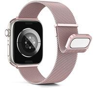Higgs Metallo Cinturino Compatibile con Apple Watch 40mm 41mm 38mm 42mm 44mm Ultra3/2 49mm 45/46mm,Cinturini Doppie Magnetiche per Serie 11 SE 10 9 8 7 6 5 4 Liscio Maglia Milanese,Rosa 44mm