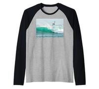 High Air Windsurf Jump Over Breaking Wave Windsurf Maglia con Maniche Raglan