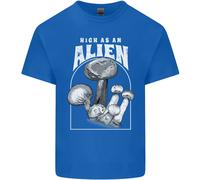 High As An Alien Magic Mushrooms LSD Maglietta Uomo Cotone Girocollo