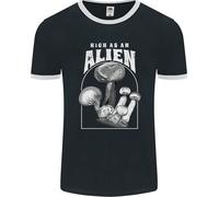 High As An Alien Magic Mushrooms LSD Trippy Uomo Ringer T-Shirt FotL