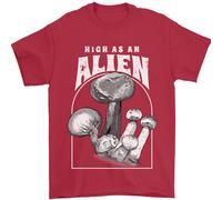 High As An Alien Magic Mushrooms LSD Trippy Uomo T-Shirt 100% Cotone