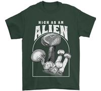 High As An Alien Magic Mushrooms LSD Trippy Uomo T-Shirt 100% Cotone
