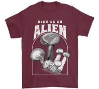 High As An Alien Magic Mushrooms LSD Trippy Uomo T-Shirt 100% Cotone