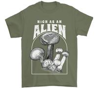High As An Alien Magic Mushrooms LSD Trippy Uomo T-Shirt 100% Cotone