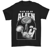 High As An Alien Magic Mushrooms LSD Trippy Uomo T-Shirt 100% Cotone
