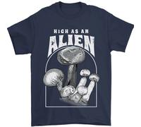 High As An Alien Magic Mushrooms LSD Trippy Uomo T-Shirt 100% Cotone