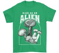 High As An Alien Magic Mushrooms LSD Trippy Uomo T-Shirt 100% Cotone