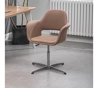 High Back Office Desk Chair with Arms and Adjustable Swivel Ergonomic Task Chair for Office Study and Meeting Room Cross Legged Design No Wheels Khaki Color