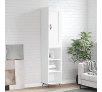 High board bianco 34,5 x 34 x 180 cm in legno con piedini in metallo e porta pratica. Mobile robusto per una conservazione elegante e un design elegante della stanza