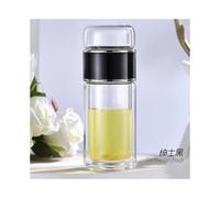 High Borosilicate Glass Double Layer Tea Water Bottle - Black 420ml