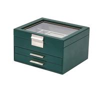 High-capacity Three-layer Flannel Jewelry Box Drawer Storage Earrings Necklace Ring per Gioielli e Orecchini(Green)