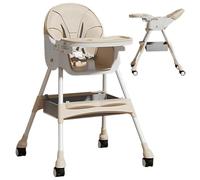 High Chair for Baby, Folding Portable Booster Seat with Lounger & Bouncer Function, Multi-Use Feeding Chair for for Dining, Travel, Camping, Outdoor, Kitchen, Beach, Cream