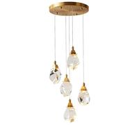 High Crystal Gold LED Chandelier Foyer Entryway Staircase Mid Century Ceiling Pendant Light Vintage Hanging Lamp for Bedroom Kitchen Island Dining Room Farmhouse