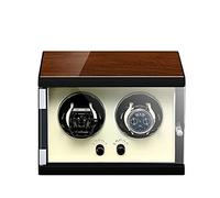 High-End Double Watch Winder for Automatic Watches Piano Finishing Wood with High-Gloss Lacquer Built-in Illumination 5 Roation Mode Extremely Silent Motor (White)