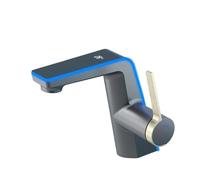 High-end Temperature Display Basin Faucet LED Light 2 Modes Sprayer Hot Cold Water Sink Mixer Wash Tap Single Hole For Bathroom(Metal grey)