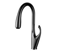 High end touch black kitchen faucet brass out design three function single handle cold and hot dual sink faucet (Brushed Grey, G9/16)