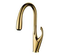 High end touch black kitchen faucet brass out design three function single handle cold and hot dual sink faucet (Brushed Gold,G1/2)