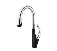 High end touch black kitchen faucet brass out design three function single handle cold and hot dual sink faucet (Black Chrome,G3/8)