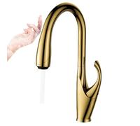 High end touch black kitchen faucet brass out design three function single handle cold and hot dual sink faucet (Brushed Gold T,G9/16)