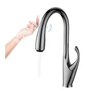 High end touch black kitchen faucet brass out design three function single handle cold and hot dual sink faucet (Brushed Nickel T,G9/16)