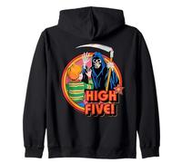 High Five Grim Reaper Retro Vintage Funny Adult Humor Felpa con Cappuccio