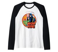 High Five Grim Reaper Retro Vintage Funny Adult Humor Maglia con Maniche Raglan