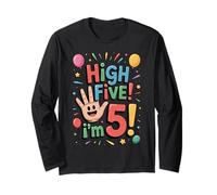High Five I’m 5 - Fun Colorful 5th Birthday Celebration Maglia a Manica