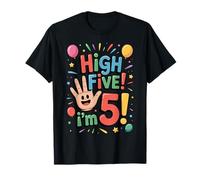 High Five I’m 5 - Fun Colorful 5th Birthday Celebration Maglietta