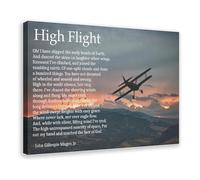 High Flight Aviation Poem Canvas Wall Art Print Pilot Gift Idea John Gillespie Magee Jr Poster Home Office Decor(Framed,08X12inch(20X30cm))