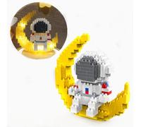 HIGH GODO Space Astronauta, set di mini mattoncini da costruzione con LED, 338 pezzi, astronauta, luna, micro mattoncini da costruzione, idea regalo, giocattolo per ragazzi o adulti