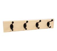 HIGH & MIGHTY 515719 Coat Rack 4 Hook Rail, Easy Tool-Free Dry Wall Installation, Holds up to 30lbs, 18"", Beech & Bronze
