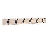 HIGH & MIGHTY 515768 Coat Rack 6 Hook Rail Easy Tool-Free Dry Wall Installation Holds up to 50lbs 27"""" Beech & Bronze