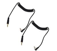 High-Performance Coiled 3.5mm Male-to-Male PC Sync Flash Cable with Screw-Lock Connector for Digital Cameras - Extends to 30 cm / 11.8 in