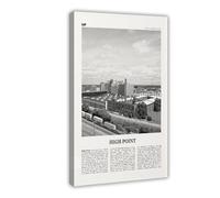 High Point - Poster decorativo da parete in bianco e nero, Carolina del Nord, USA, stile retrò, motivo: mappa della città, viaggi, per casa, bar, ristorante, garage, caffetteria, idea regalo, 50 x 75