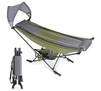 HIGH POINT SPORTS Amaca con baldacchino regolabile e supporto in acciaio, amaca portatile da campeggio all'aperto con borsa da trasporto, design salvaspazio resistente per spiaggia, campeggio