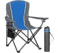 HIGH POINT SPORTS Sedia Pieghevole da Campeggio Blu-Nero 160KG Sedia da Campo Portatile e Resistente con Portabicchieri Sedia da Pesca
