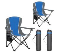 HIGH POINT SPORTS Sedia Pieghevole da Campeggio Blu-Nero 160KG Sedia da Campo Portatile e Resistente con Portabicchieri Sedia da Pesca 2 Pezzi