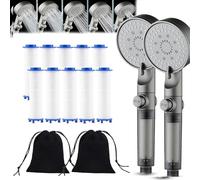 High Pressure 5-Mode Filtered Shower Head, Filtered Shower Head with Handheld, Built-in Power Wash for Hard Water, Water Saving Bathing for Home Gym Use (A2PCS)