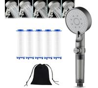 High Pressure 5-Mode Filtered Shower Head, Filtered Shower Head with Handheld, Built-in Power Wash for Hard Water, Water Saving Bathing for Home Gym Use (A1PC)