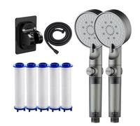 High Pressure 5-Mode Filtered Shower Head, Filtered Shower Head with Handheld, Built-in Power Wash for Hard Water with Filters (2 SET)